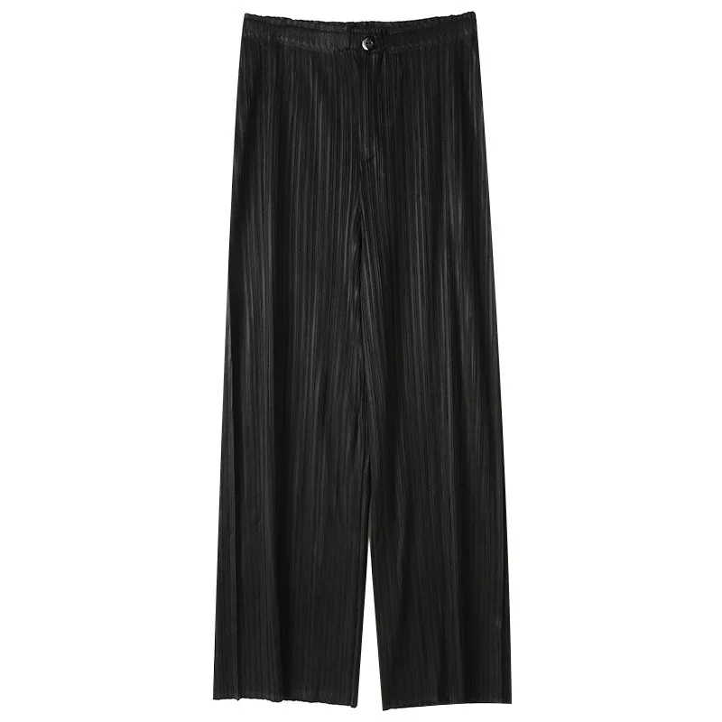 

LANMREM 2020 tide pleated pants for women fashion new elastic waist wide leg straight pants all-match casual fold clothes YJ564