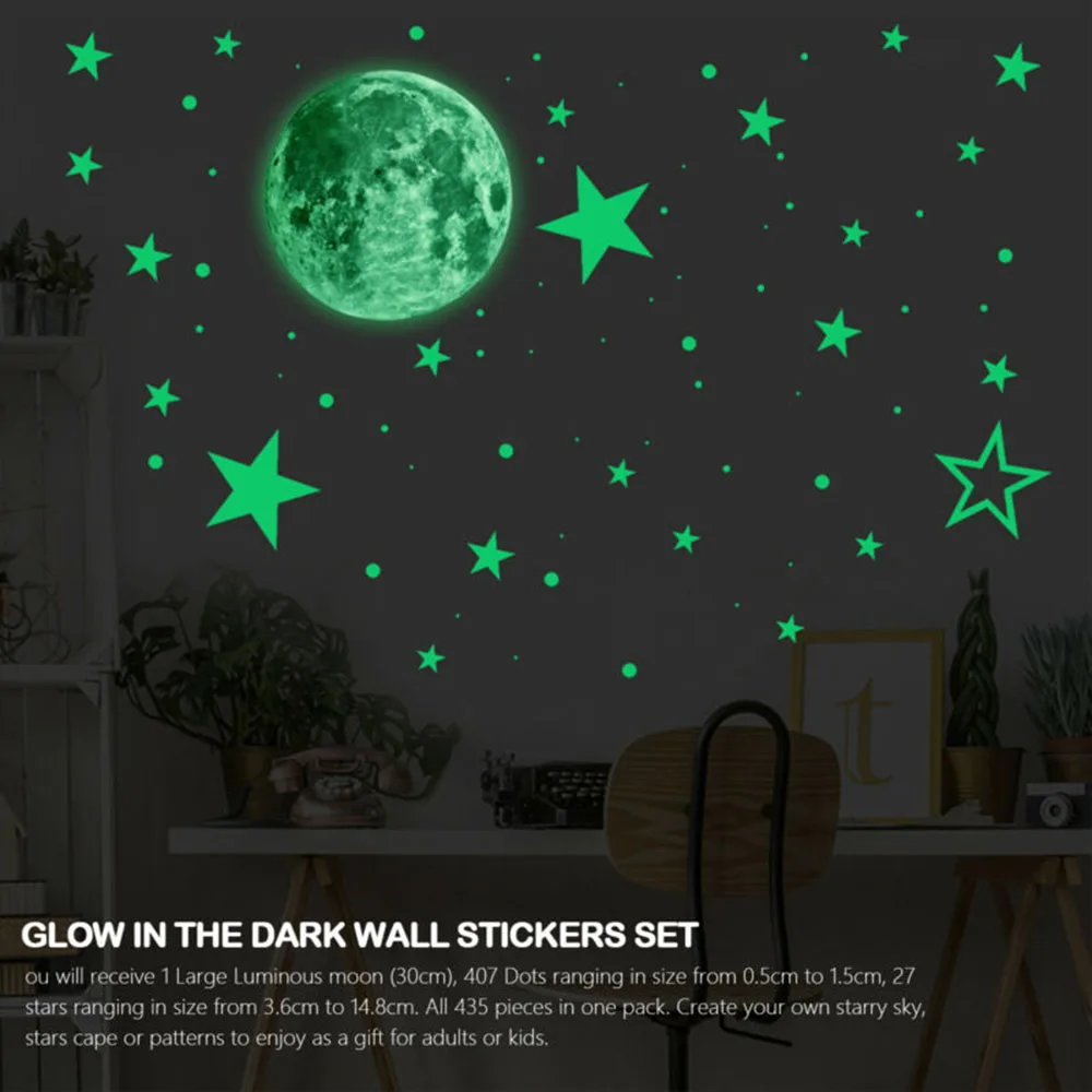 

435Pcs Wall Stickers Children Background PVC Kids DIY Decoration Luminous