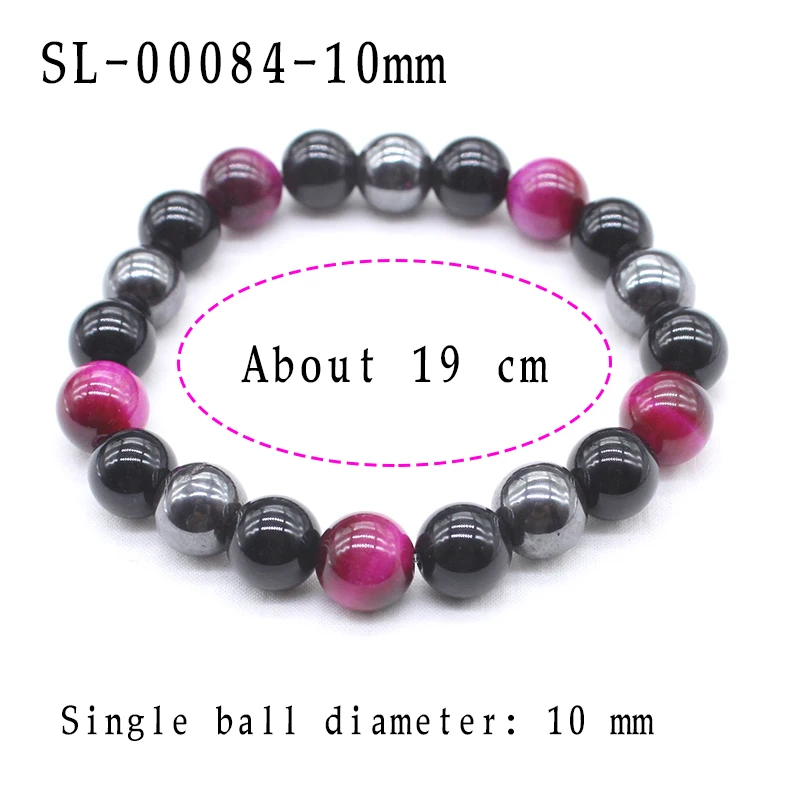 SL-00084-10mm Натуральный черный обсидиан гематит тигровый глаз бусины браслеты для мужчин для магнитной защиты здоровья женщин ювелирные изделия Pulsera Hombre - Окраска металла: SL-00084-10mm