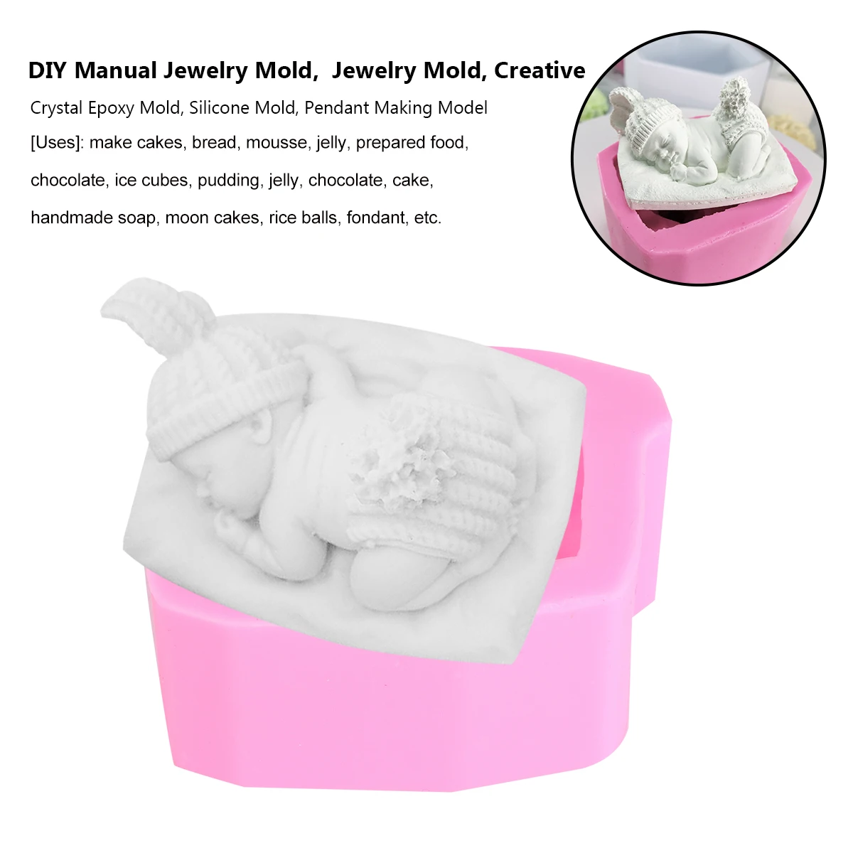 

Sleeping Baby Candle Silicone Mold Cake Decoration Tools Handmade Soap Mold