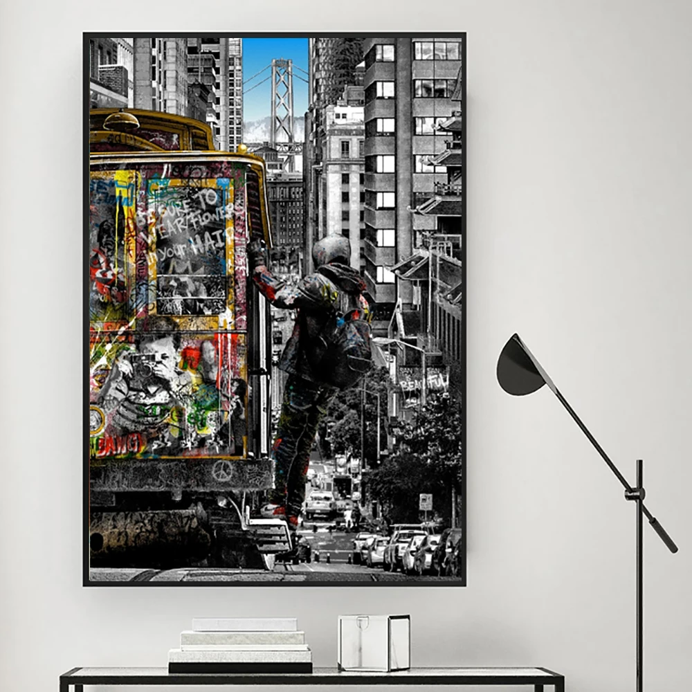 

Banksy Wall Art Paintings Street Landscape of London City Canvas Paintings Graffiti Pop Art Posters and Prints for Home Decor