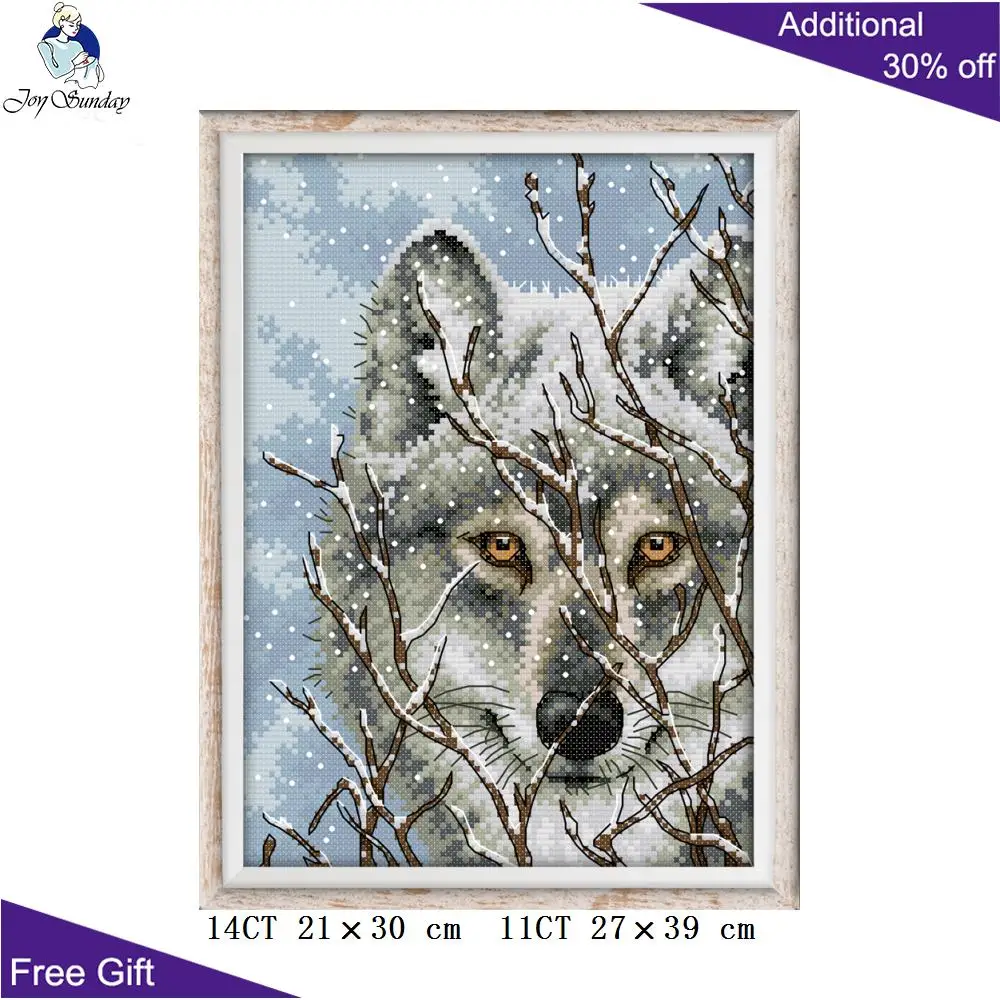 

Joy Sunday Snow Wolf Needlework DA118 14CT 11CT Counted and Stamped Home Decor Wolf Needlepoint Embroidery DIY Cross Stitch kits