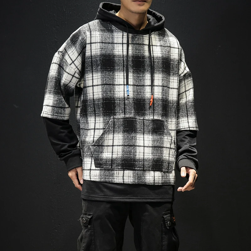 Фугоизм толстовки с капюшоном Мужские 2019 Новая мода толстовка мужской плед хип