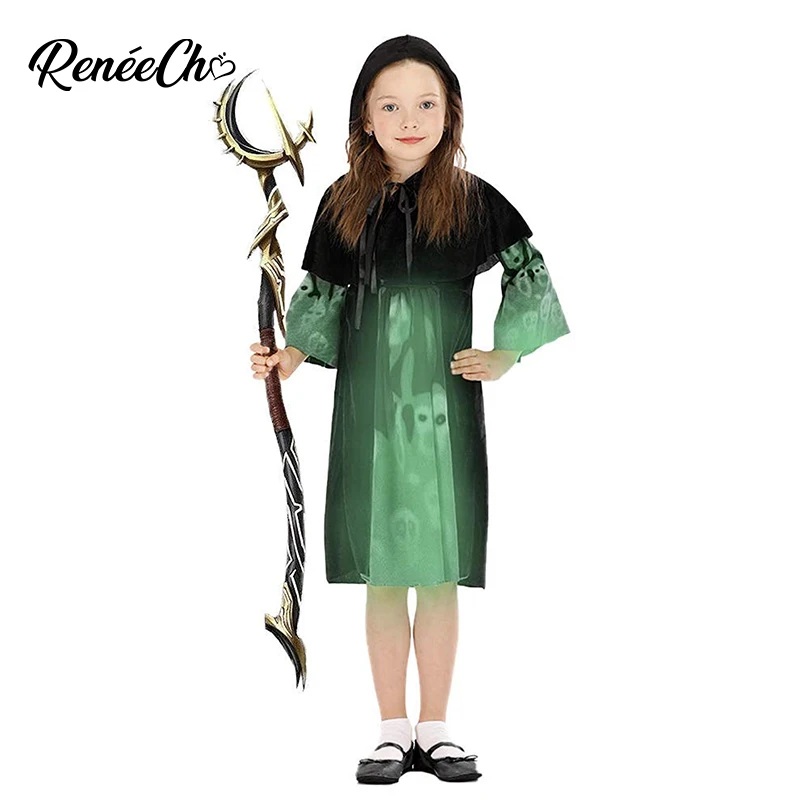 

Reneecho Halloween Costume For Kids Glow In The Dark Skeleton Witch Costume Girls Ghost Cosplay