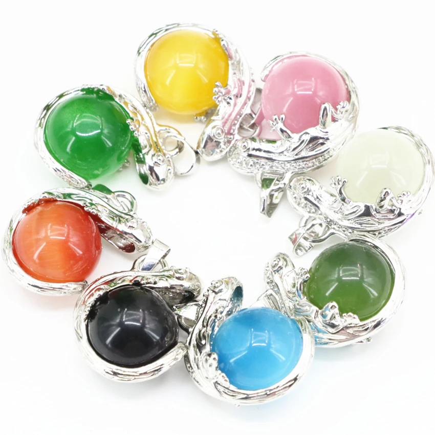 Подвеска в форме ящерицы, 8 цветов, с круглым шариком, инкрустация стразами, 22x27 мм, Ювелирная фурнитура, аксессуары для рукоделия, B3300