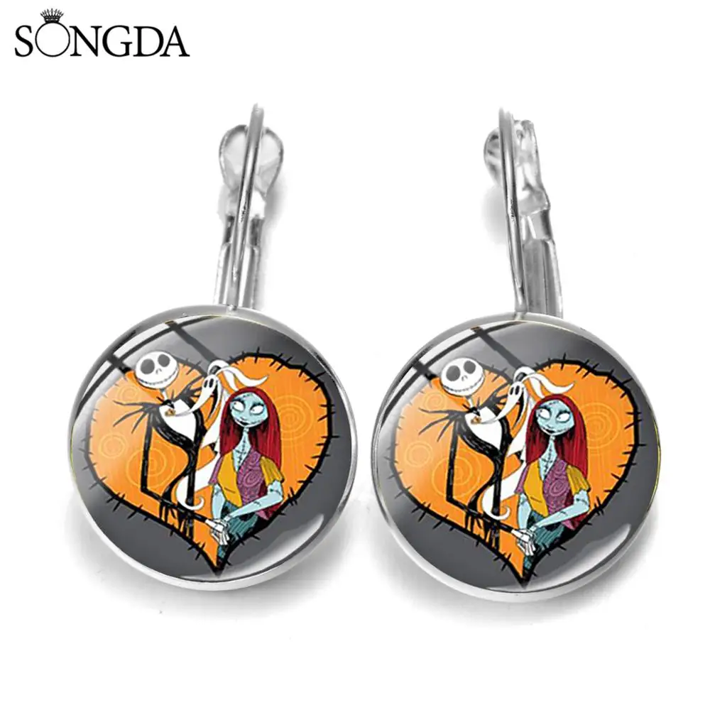 Серьги с изображением героев мультфильмов Джека Скеллингтона и Салли серьги