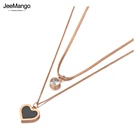 JeeMango розовое золото модное акриловое ожерелье с подвеской в форме сердца для женщин из нержавеющей стали CZ кристаллическая цепочка чокер ожерелье JN20145