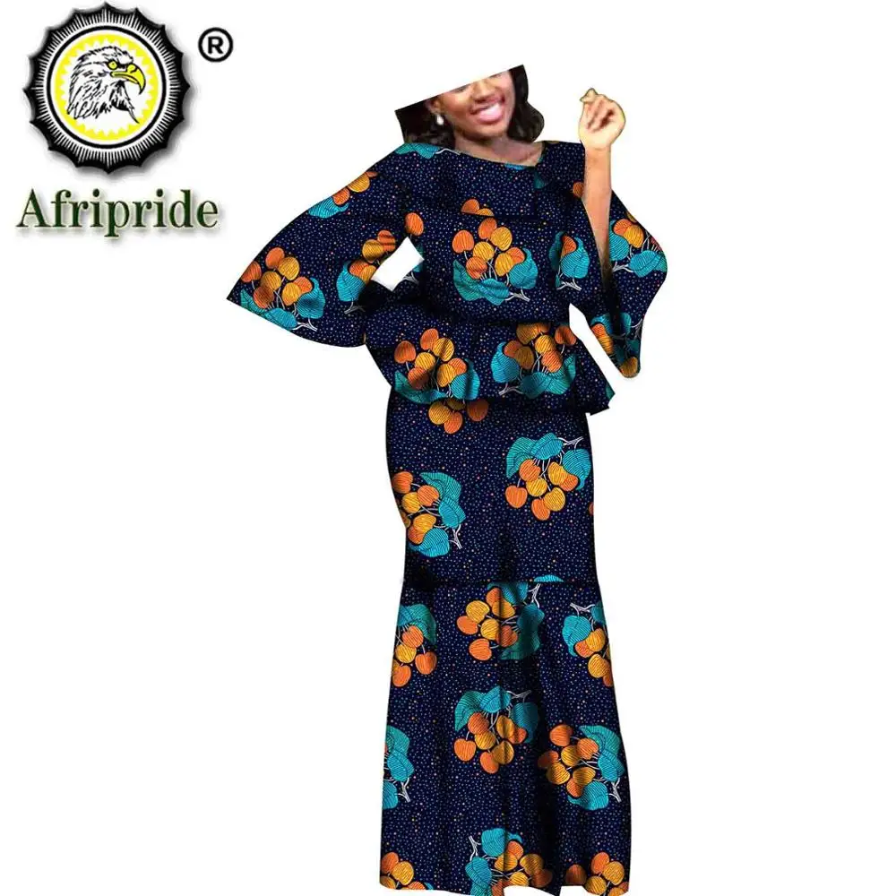 African dresses for women print Elastic casual Baggy embroidery Floor-Length Suit for lady AFRIPRIDE S1926003