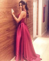 simple prom dresses with open back fuchsia color v neck backless a line sleeveless floor length side slit evening gowns %d0%b2%d0%b5%d1%87%d0%b5%d1%80%d0%bd%d0%b5%d0%b5