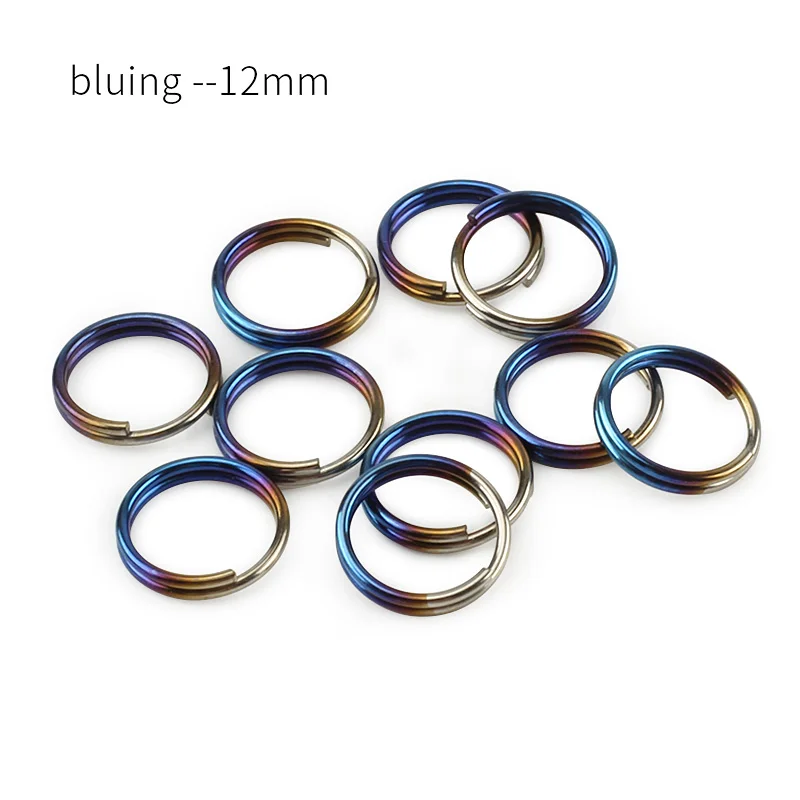 bluing 12mm 10 шт./лот Титан 10 мм/12 мм/14 мм брелок уличный инструмент EDC многоцветный титановый брелок - Цвет: bluing 12mm