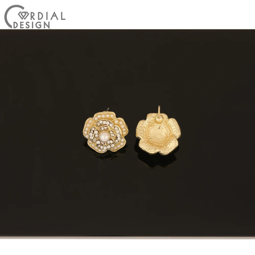

Cordial Design 50Pcs 16*16MM Jewelry Accessories/Hand Made/Flower Shape/Rhinestone Earrings Stud/Imitation Pearl/DIY Making