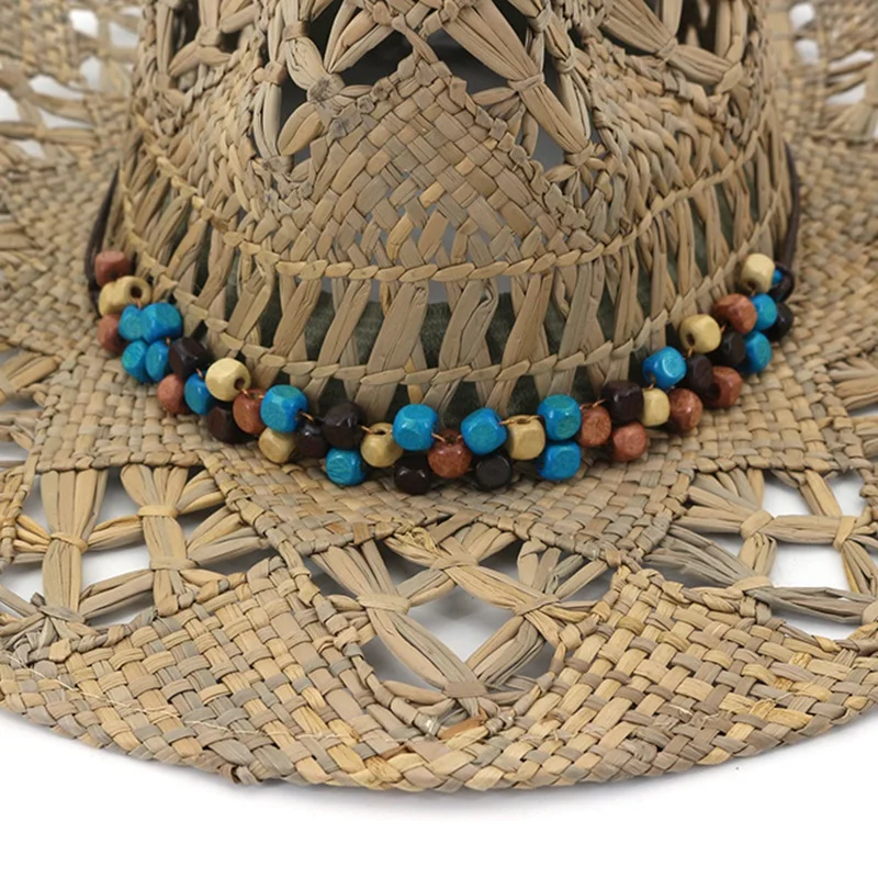 Шляпа из натуральной соломы западная ковбойская шляпа Женская мужские ботинки