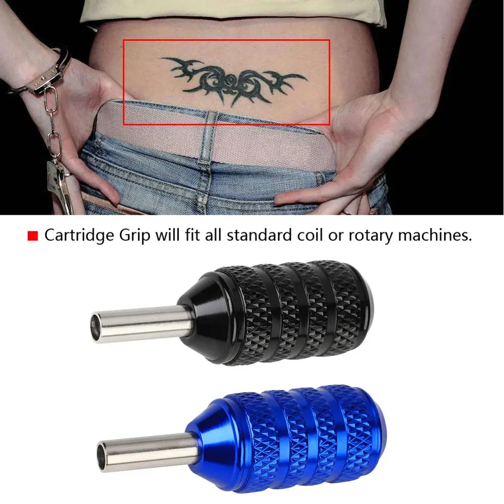 

2 Color High Quality 25mm Aluminum Alloy Tattoo Knurled Grips Tube Handle Gun Micro Needle Tattoo Machine Supplies Body Art Tool