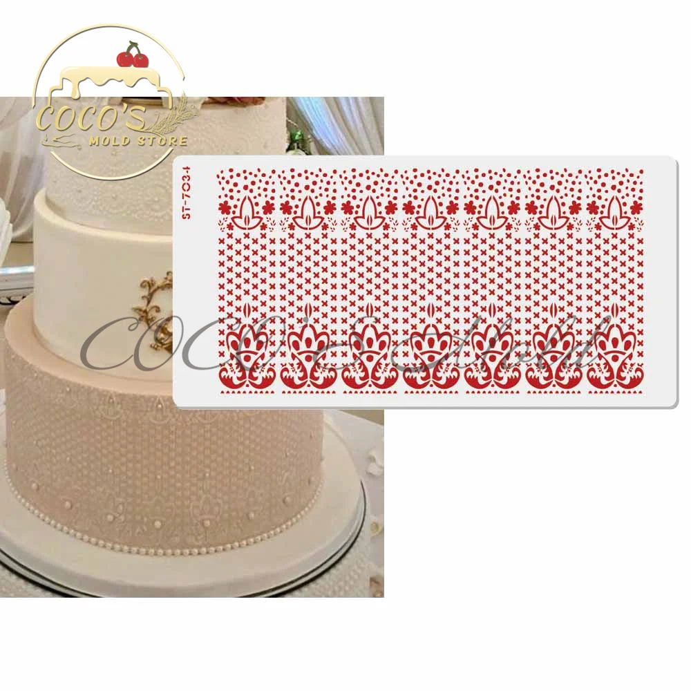

Beautiful Flower Lace Cake Stencils For Wedding Cake Decorating Tools Kitchen Accessories Cake Border Template Baking Tool