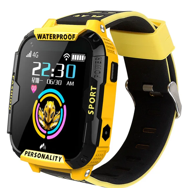 Yellow New Stylish blue smart watch for children kids Support 4Gsim card Link WIFI to make a video call GPS Tracker SOS Kid watch - Цвет: Yellow