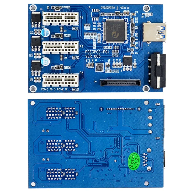 

PCI-E to 3 PCI-E 1X Slots Riser Card Mini ITX to External 3 PCIE Slot Adapter Multiplier Card with 60CM USB3.0 Cable