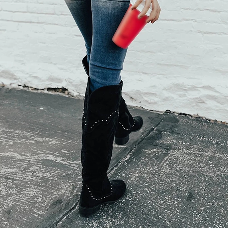 Новые женские сапоги PUIMENTIUA Черные Сапоги выше колена сексуальные осенне-зимние