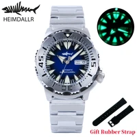 heimdallr blue dial sapphire crystal monster diver watch stainless steel japan nh36a automatic movement mens wrist watch