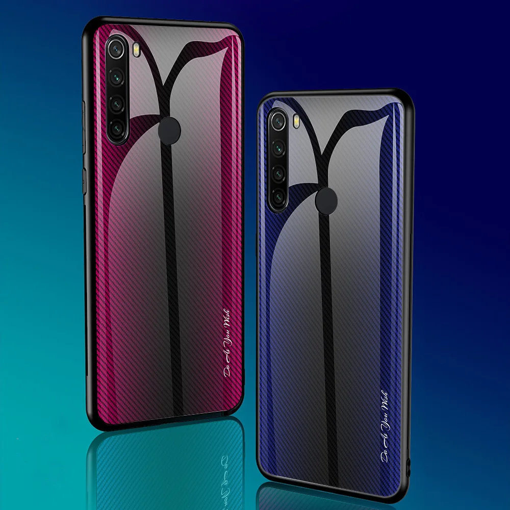 Чехол из закаленного стекла для Xiaomi Redmi Note 8, Ударопрочный Мягкий каркас, жесткая стеклянная задняя крышка для Xiaomi Redmi Note 8 Pro