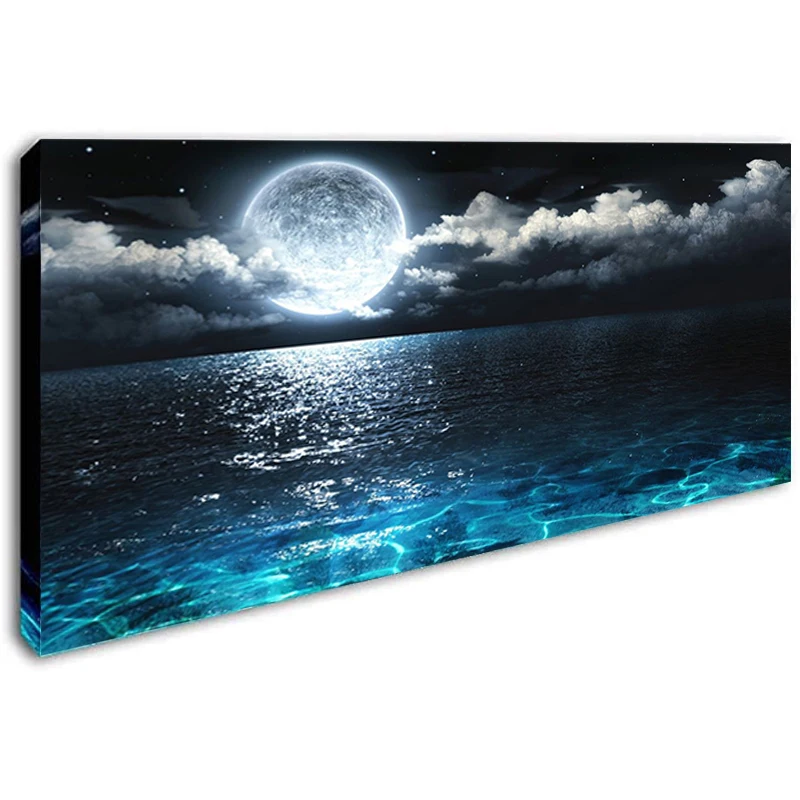 Настенная картина Лунная ночь пейзаж плакат и принты морской настенные картины