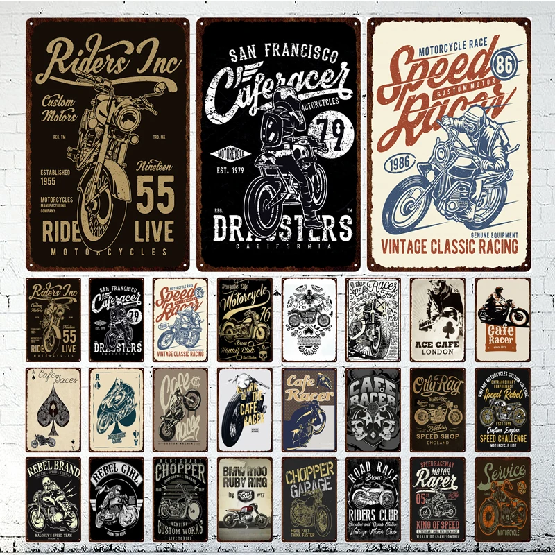 

Cafe Racer Vintage Tin Sign Metal Sign Decorative Plaque Wall Decor Iron Painting Garage Man Cave Pub Bar Home Decoration