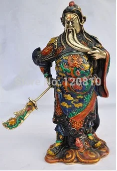 Chinese hand-carved copper utensil cloisonne Kuan Kung statue 030 | Дом и сад