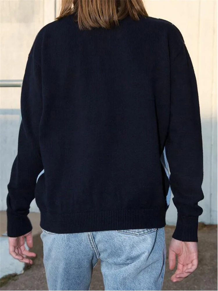 

women knitted sweater plaid winter femme tops pull femme nouveaute 2020 ladies designer basic sweater plaid pullover fashion