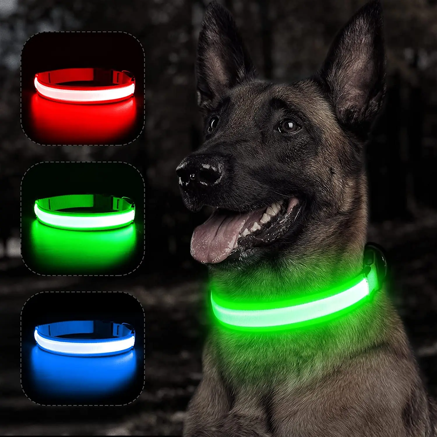 

Nylon LED electric dog collar light usb rechargeablesafety puppy ccollar dog Supplies Pet Products