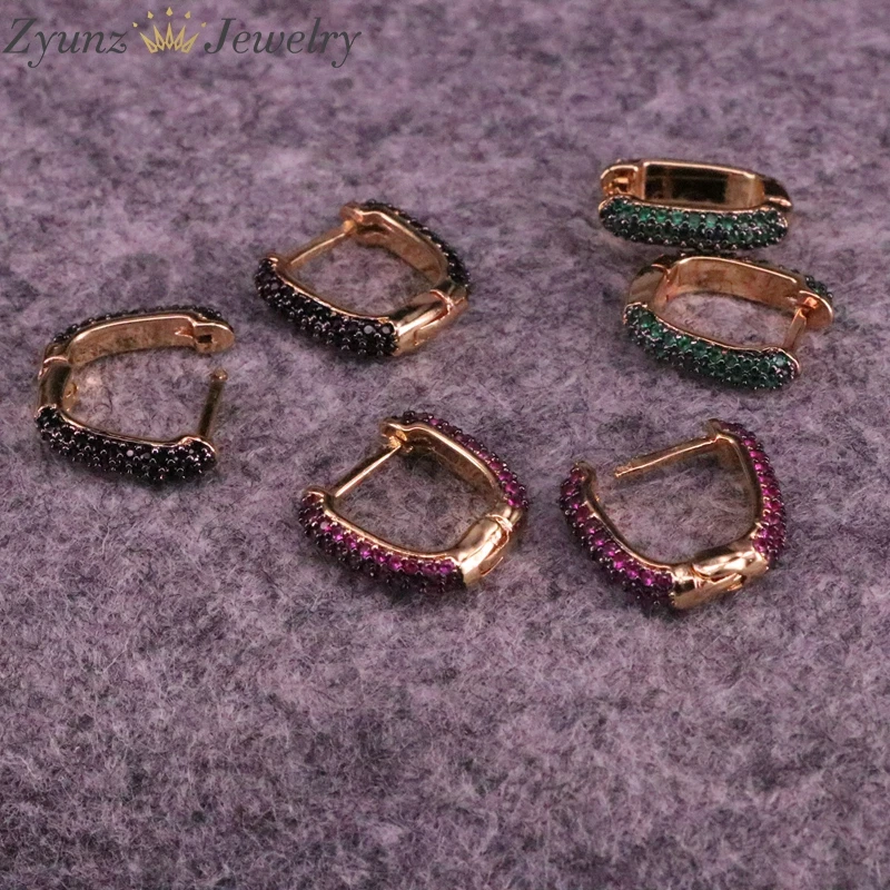 

4 Pairs, New Gold Silver Color Hoop Earrings CZ Cubic Zirconia for Women Brincos Copper Trendy Geometric Gift Party Jewelry