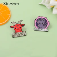 red goat santa purple witch cat enamel pins you are cute but also santa brooches accessories backpack jewelry gift friend