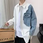 Рубашка мужская джинсовая, с длинным рукавом, 2020, M-5XL