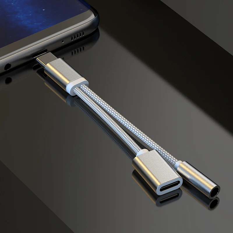 Зарядный кабель 2 в 1 USB Type-C Переходник 3 5 мм аудио для наушников Xiaomi адаптер Huawei P20