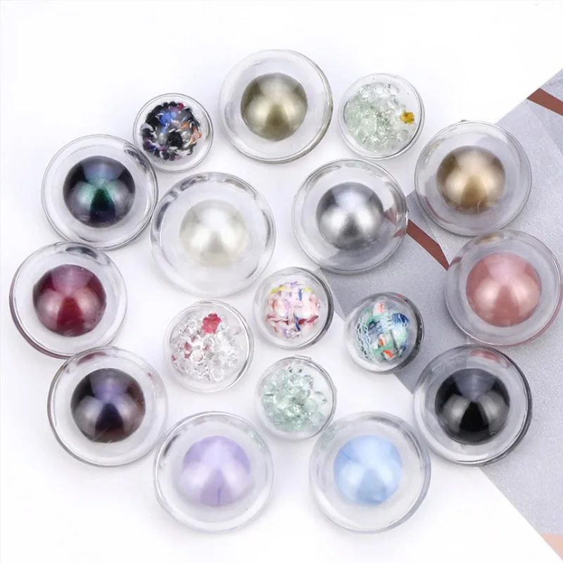 

50 pieces 15-31mm high-end hemisphere transparent light bulb plastic combination high-foot button small fragrance wind buttons