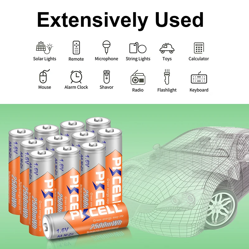 20PCS PKCELL AA 2500Mwh battery 1.6v ni-zn aa rechargeable batteries and 5pcs AA/AAA Battery box holder | Электроника