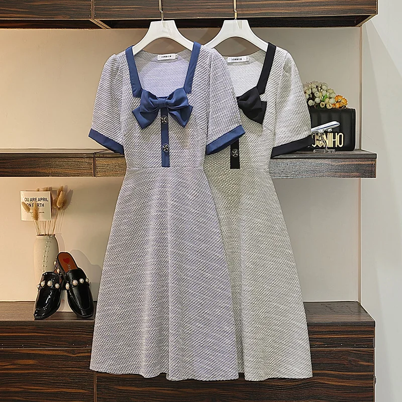 

EHQAXIN Summer Ladies Short-Sleeved Butterfly Festival Hollow Dress Fashion Small Fragrance High Waist Skirt L-2XL