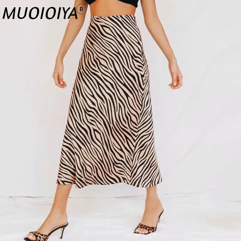 

Женская юбка-Русалка с принтом зебры, эластичная талия, 100% Шелковая Женская юбка миди