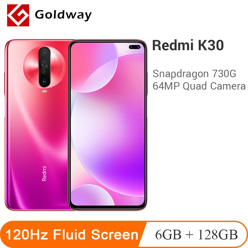 Многоязычная Xiaomi Redmi K30 6 ГБ ОЗУ 128 ROM мобильный телефон 120 Гц жидкость дисплей Snapdragon