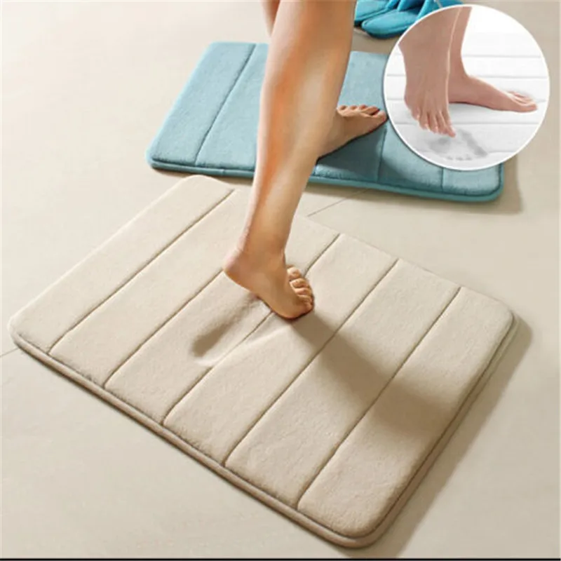 

Newest Arrival Thickened Coral Antiskid Stripe Memory Cotton Carpet Bathroom Mat Home Decorative Floor Mat Doormat Carpet