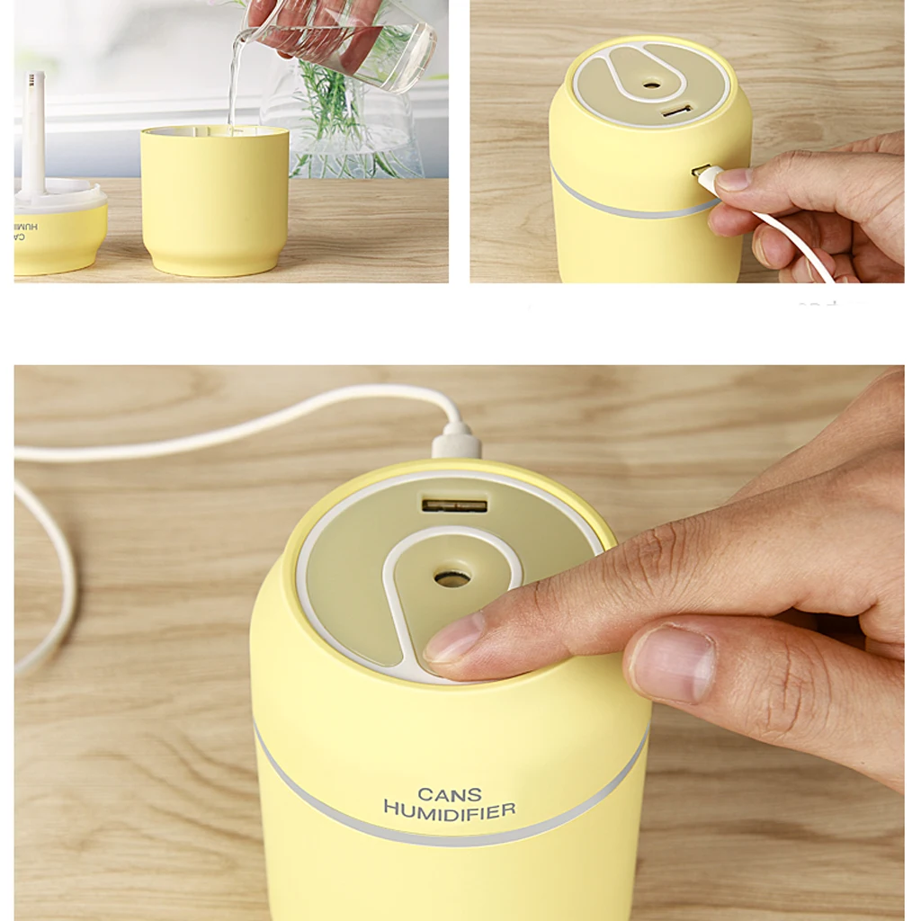

200ml Portable Mini Air Humidifier Mist Air Sprayer LED Humidifier Quiet Bedroom Office Desk Top Air Purifier