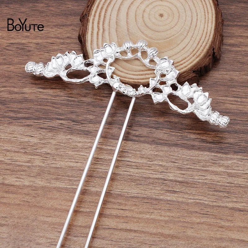 

BoYuTe Wholesale (5 Pieces/Lot) 30*103MM Metal Alloy Flower Hair Stick Diy Hair Jewelry Accessories Hand Made Materials