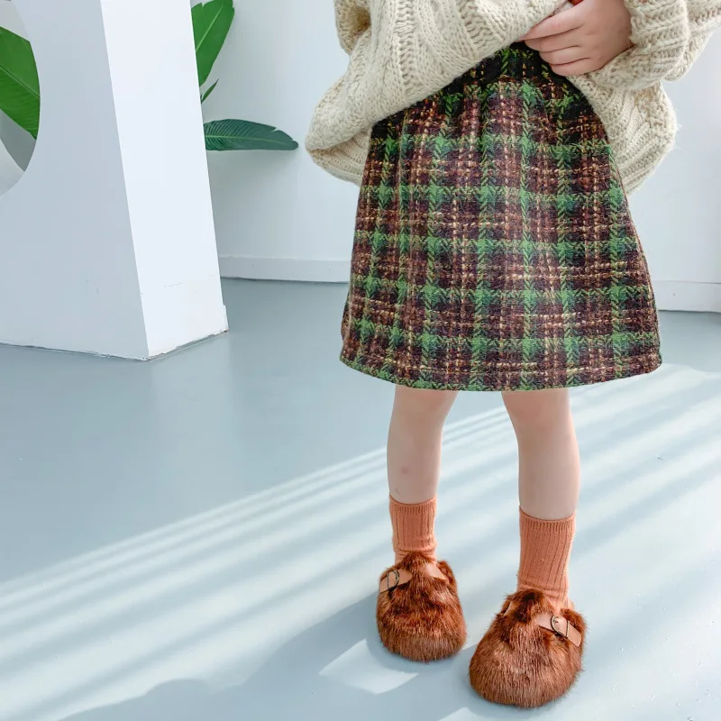 Осенние милые шерстяные клетчатые юбки для девочек детская модная юбка 1 6Y|Юбки| |