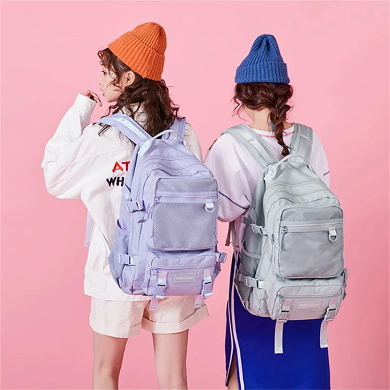 

Cute Japanese Girl School Bag Solid Color Soft Back Wear-Resistant Travel Packet Large-Capacity Fashion Backpack