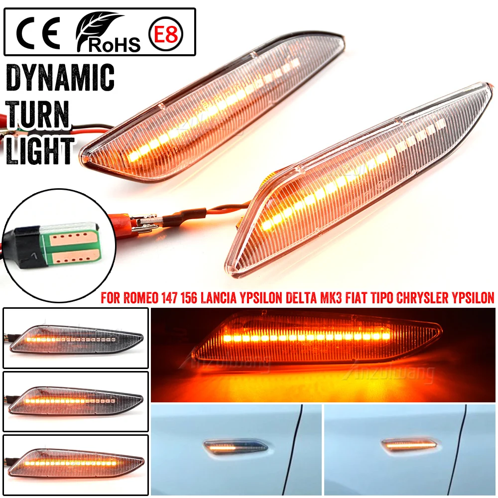 

1 Set Sequential Flashing LED Turn Signal Side Marker Light For Alfa Romeo 147 156 Fiat Egea Tipo Lancia Delta Ypsilon 3