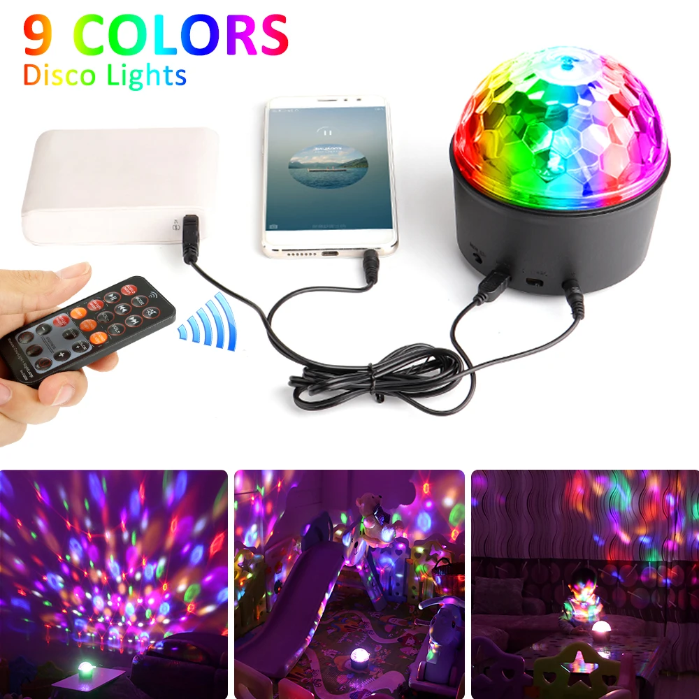 Цветной Вращающийся атмосферный Ночной светильник 9 цветов светодиодный Bluetooth