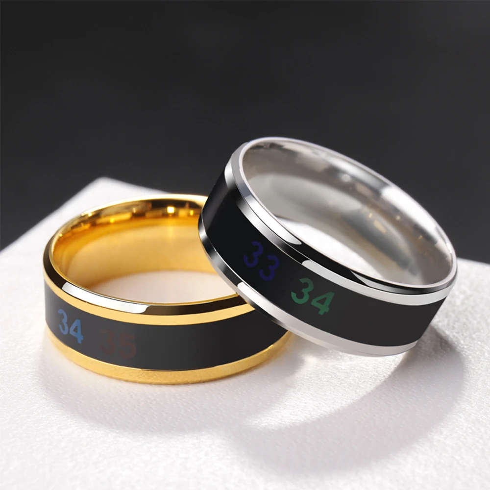 

Unisex Body temperature Display Smart Health Ring Feeling Change Color For Women Men Black Blue Rings