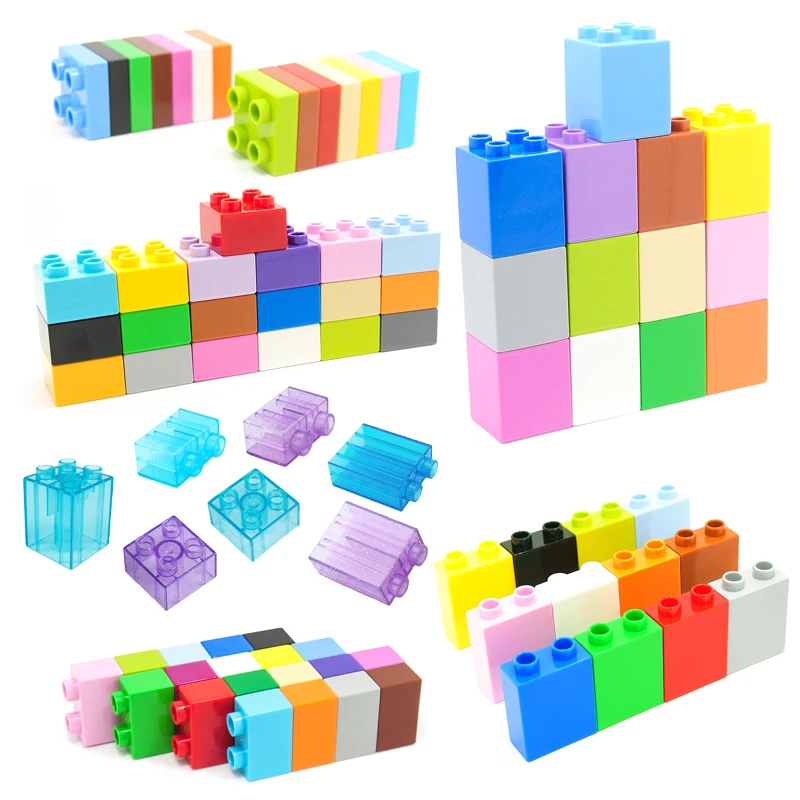

Colorful Bulk Bricks 2 4 Dots Square Mosaic Big Size Building Block Assembly Accessories Compatible bricks DIY Toys For Children