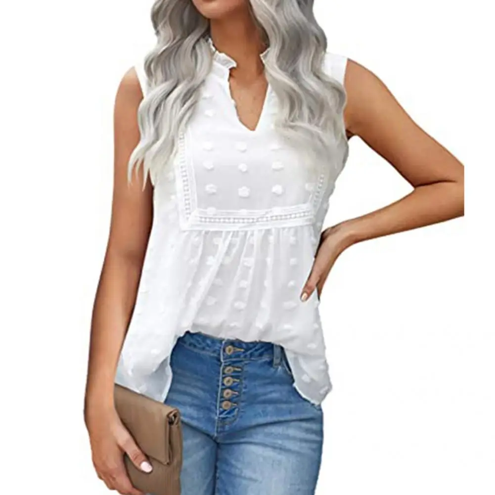 

Streetwear Stylish V Neck Women Chiffon Vest Breathable Blouse Sleeveless for Daily Life