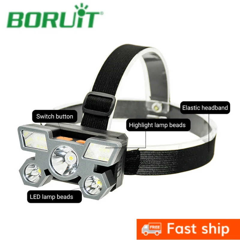 BORUiT 2021 новый фонарь Головной фонарик со встроенным аккумулятором