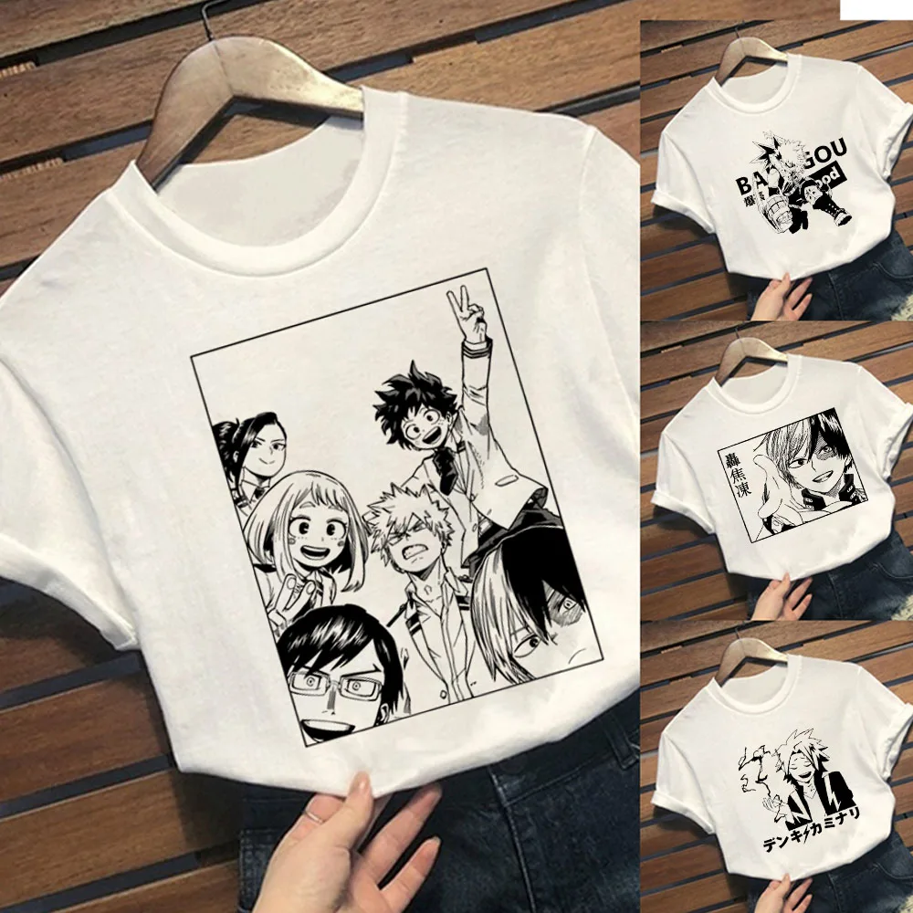 

Anime My Hero Academia Shirt Man Woman White T-Shirt Casual Loose Tops