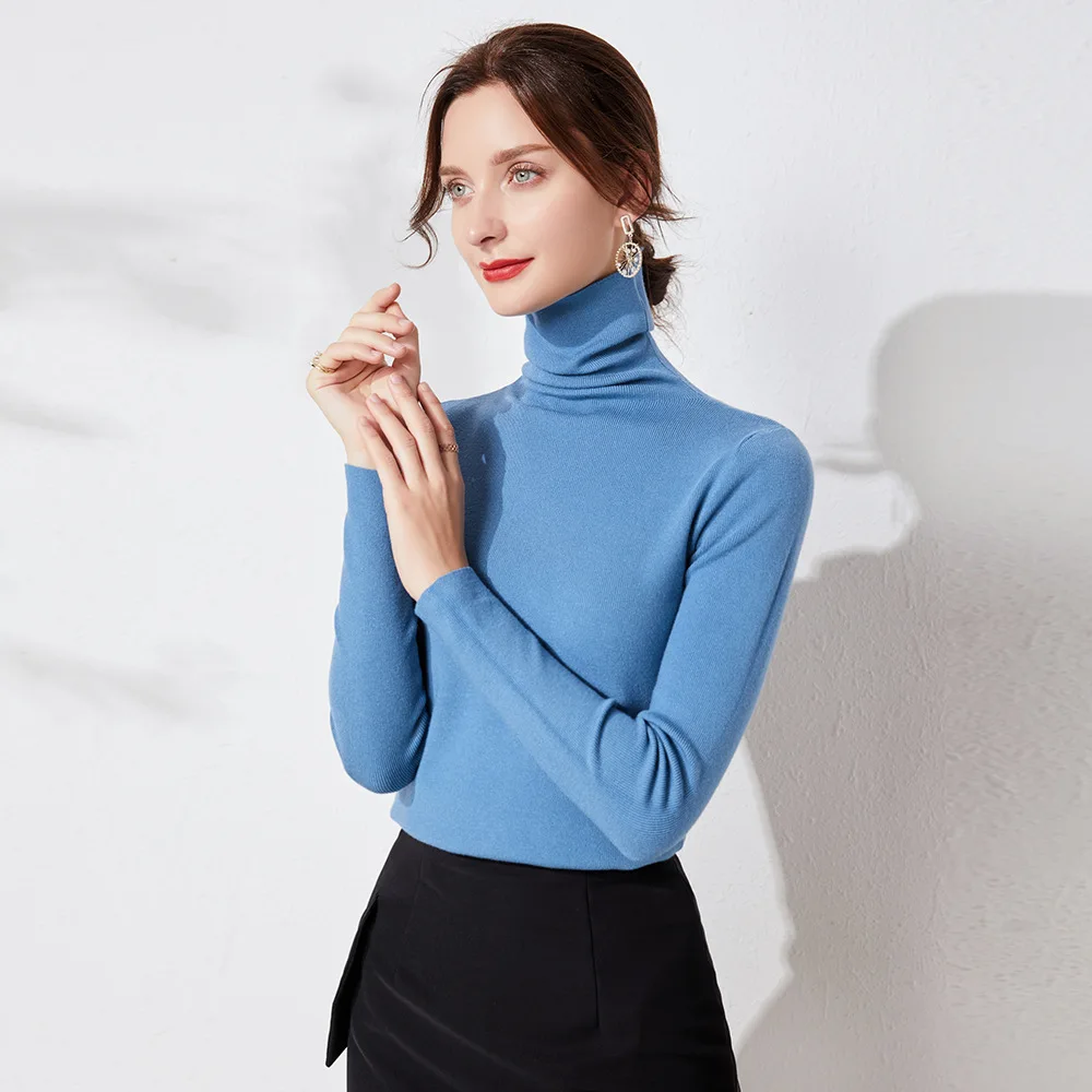 Женские свитера с высоким воротом мягкие кашемировые пуловеры длинным рукавом